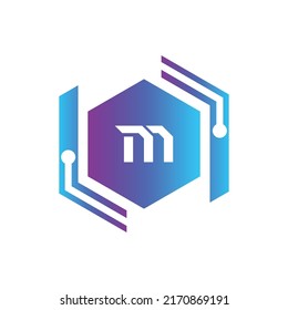 Diseño de logotipo de letra creativa M con símbolo de punto o punto