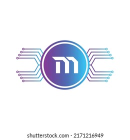 Creative Letter M logo design with point or dot symbol