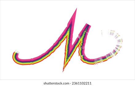 Creative Letter M Logo Design Template Colorful Bright Pixel Vector illustration.