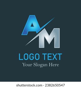 Creative letter A and M logo design vector on gray background