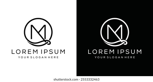 diseño creativo del logotipo de la letra M, icono del Vector gráfico de la línea