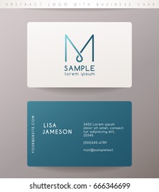Creative Letter M Logo Design with Business Card Template : Vector Illustration