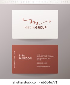 Creative Letter M Logo Design with Business Card Template : Vector Illustration