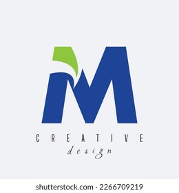 Creative letter M logo with leading lines and road concept design with geometric design. Vector Illustration with letter and creative cuts and lines