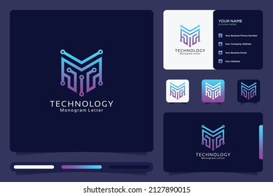 letra creativa M logotipo de tecnología digital moderna, logotipo de monograma, logotipo de iniciales