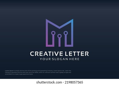creative letter M modern digital technology logo