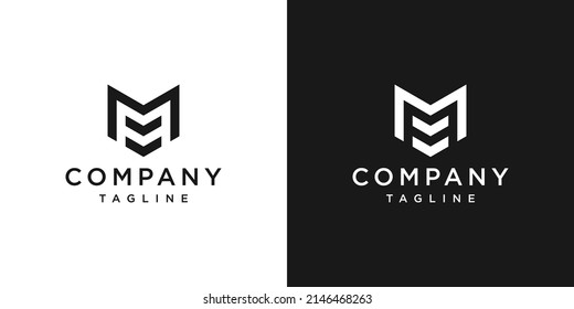 Creative Letter M Monogram Logo Design Icon Template White and Black Background