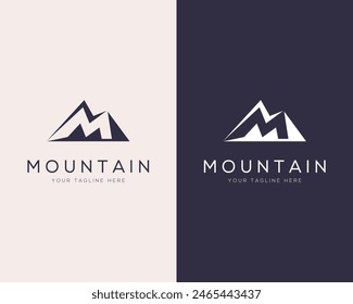 Creative letter M with mountain adventure art logo design vector icon template.