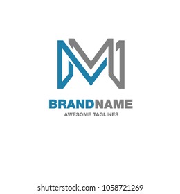 letra creativa m líneas superpuestas vectorial