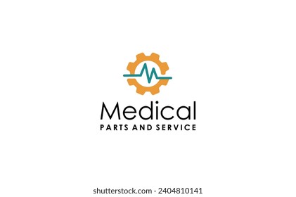 creative letter m pulse vector with medical gear parts service logo design