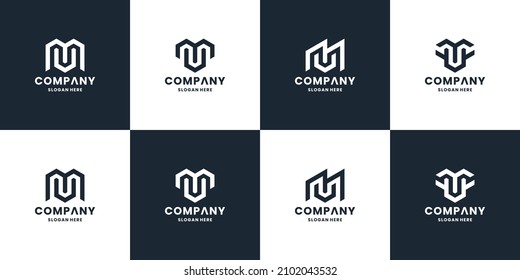 creative letter M, U, V logo monogram collections