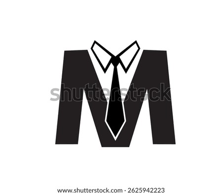 creative letter m uniform suit logo black necktie and suit vector design symbol