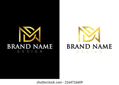 Creative Letter MD Logo Design vector icon symbol illustration. Golden Letter M with Letter D perfect combination with unique design. Multifunctional logo that can be used in many business companies.