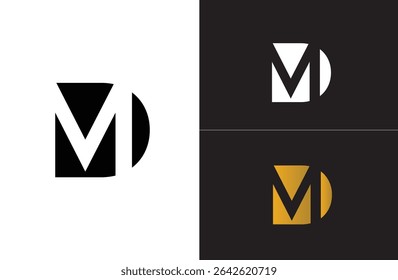 Creative letter MD logo design with negative space style, clean and clever design, vector illustration