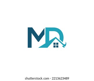 Creative Letter MD Real Estate Home Professional Logo Icon Design Vector Template.