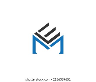 Creative Letter ME And EM Initial Logo Icon Design Concept Vector Template.