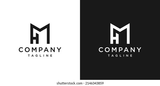 Creative Letter MH Monogram Logo Design Icon Template White and Black Background
