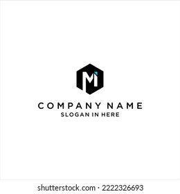 creative letter MI logo design vector with hexagon symbol