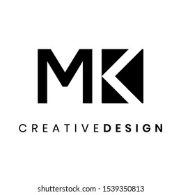 Creative letter MK logo design vector. Negative spacr letter K concept