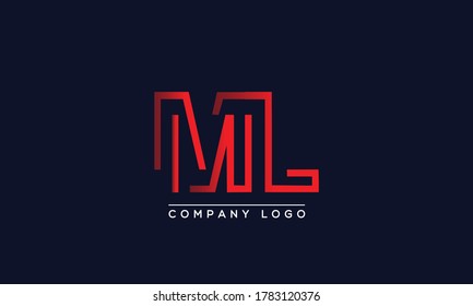 Plantilla de vectores de diseño de logotipo ML o LM de letra creativa. Diseño de logotipo de carta inicial ML	