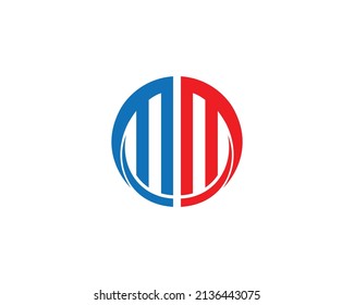 Elementos de plantilla de vectores de diseño de iconos con logotipo MM con carta creativa.	