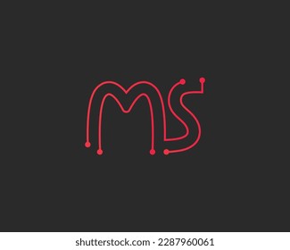 letra creativa MS logotipo diseño vector plantilla