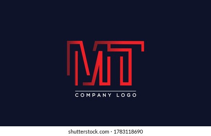 Plantilla de vectores de diseño con logotipo MT de carta creativa. Diseño de logotipo MT de carta inicial	