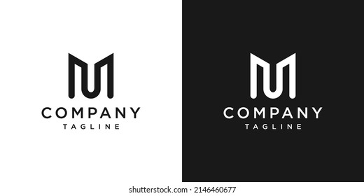 Creative Letter MU Monogram Logo Design Icon Template White and Black Background