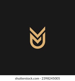 Creative Letter MU Monogram Logo Design Icon Template and Black Background,
