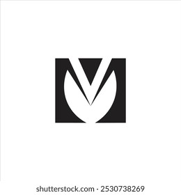 Kreative Buchstaben MV-Logo, Rechteck Form, negativer Raum einzigartige Schönheit und stilvolle Logo-Design