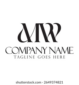 Concepto creativo de diseño de logotipo de Vector MW o AMW para una empresa y una identidad de empresa