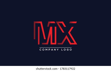 Plantilla de vectores de diseño con logotipo MX de carta creativa. Diseño de logotipo MX de carta inicial	