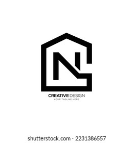 Creative letter N C real estate business minimal logo