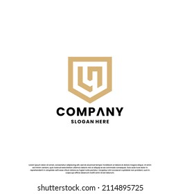creative letter N combine with shield logo design monogram for your business identity