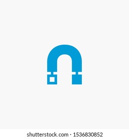 Creative letter n digital circuit style font. Blue letter made of electric current wires and connectors. Modern design concept.