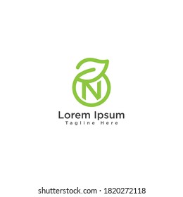 Letra creativa N logotipo de hoja ecológica elementos de diseño de iconos