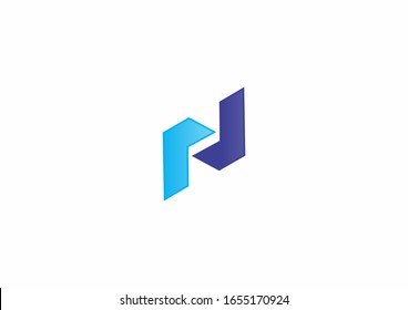 Creative Letter N Logo with blue color concept. Simple Initial logo design