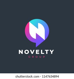 Creative Letter N Logo design vector template. Arrow chat symbol.