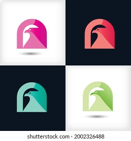 Creative Letter N logo design with Eagles Bird concept for Business Company . Abstract letter logo Design Template with different color version set.