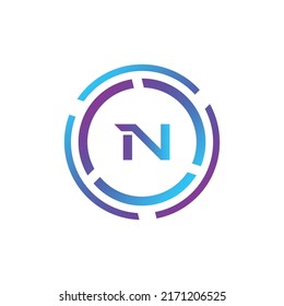 Creative Letter N logo design with point or dot symbol