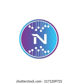 Creative Letter N logo design with point or dot symbol