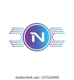 Creative Letter N logo design with point or dot symbol