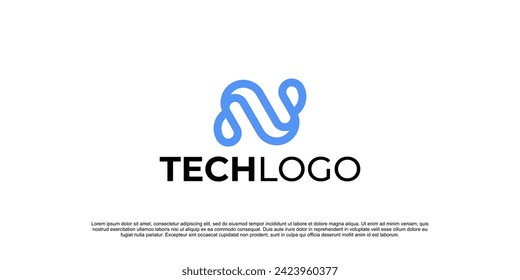 creative letter n logo design technology