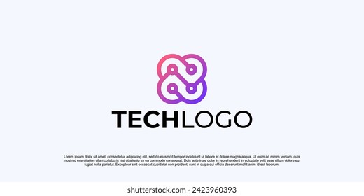 creative letter n logo design technology