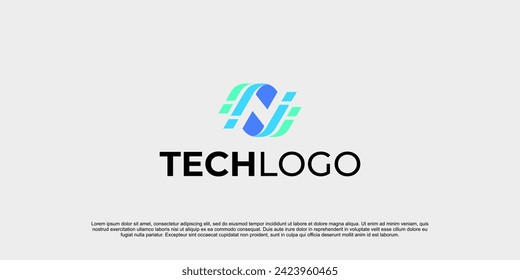 creative letter n logo design technology