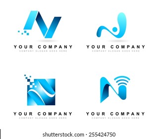 Creative Letter N logo Design Concepts. Creative letter N  Vector Logo set.