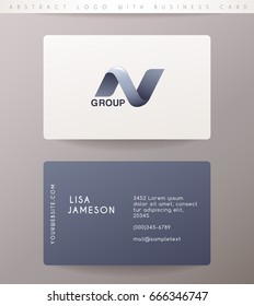 Creative Letter N Logo Design with Business Card Template : Vector Illustration