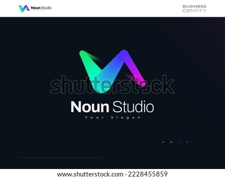 Creative Letter N Logo Design with Futuristic and Colorful Gradient Style. Suitable for Business and Technology Logo Stock fotó © 