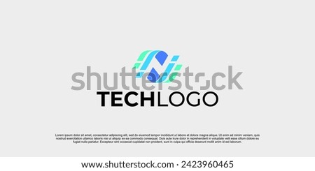 creative letter n logo design technology