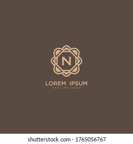 Creative letter N logo icon vector design. Luxury jewelry frame gem edge logotype. Print monogram initials stamp sign symbol.
